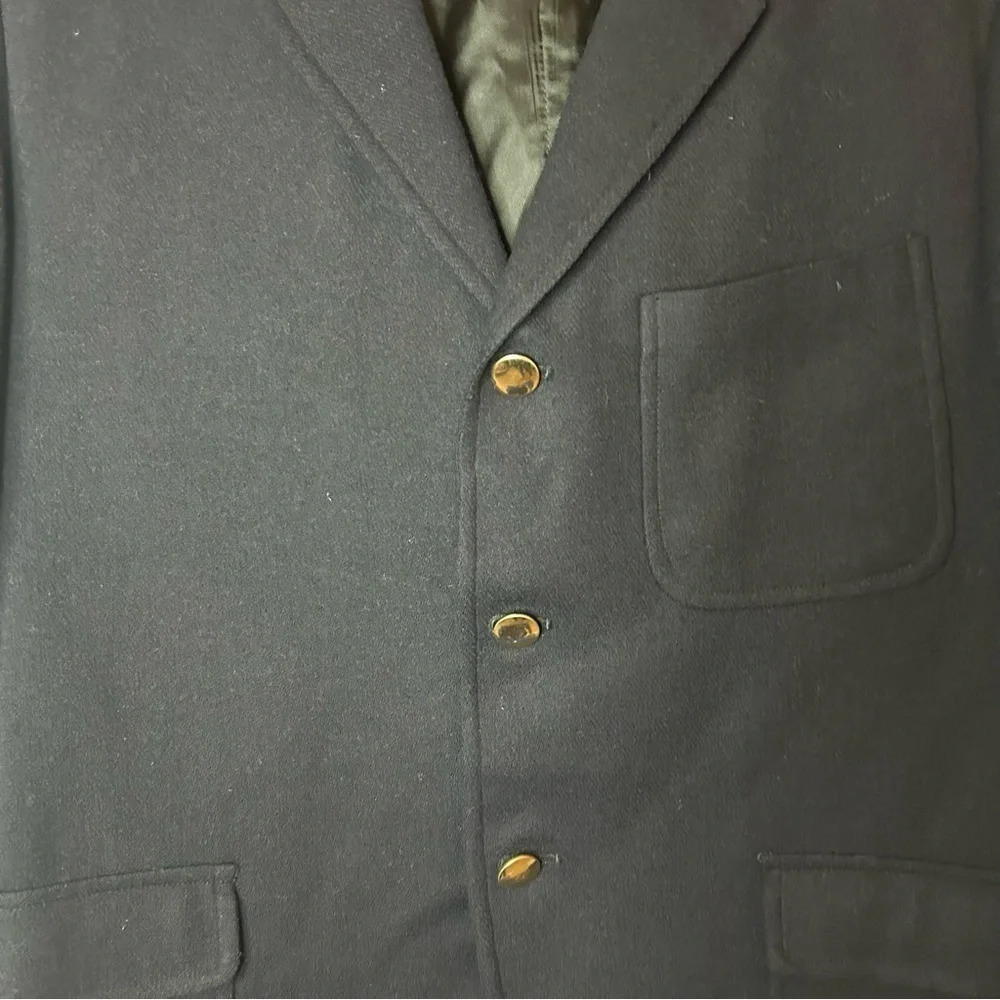 Vintage DeMoulin Wool Blazer Navy Blue Classic Patch Pockets Medium - Picture 3 of 9